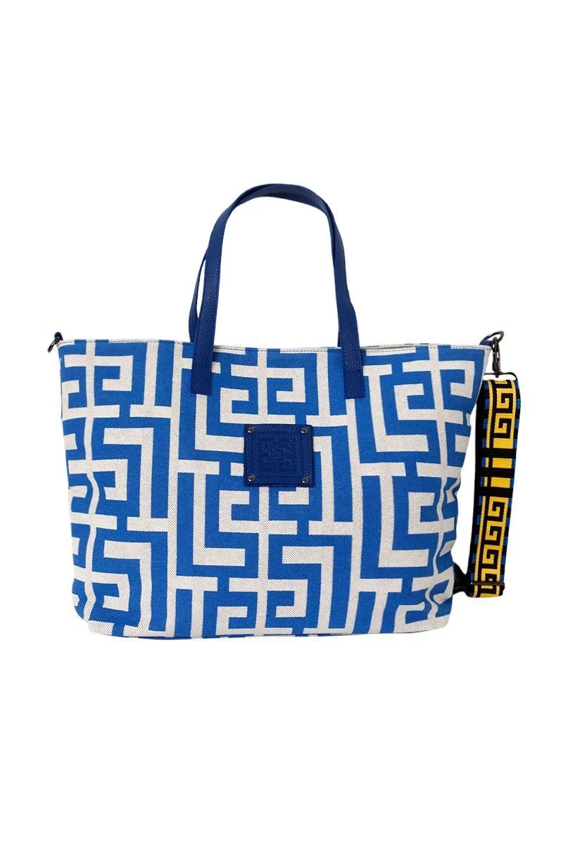 Φωτογραφία προϊόντος: Midneto Calypso Beige Blue Labyrinth Bag