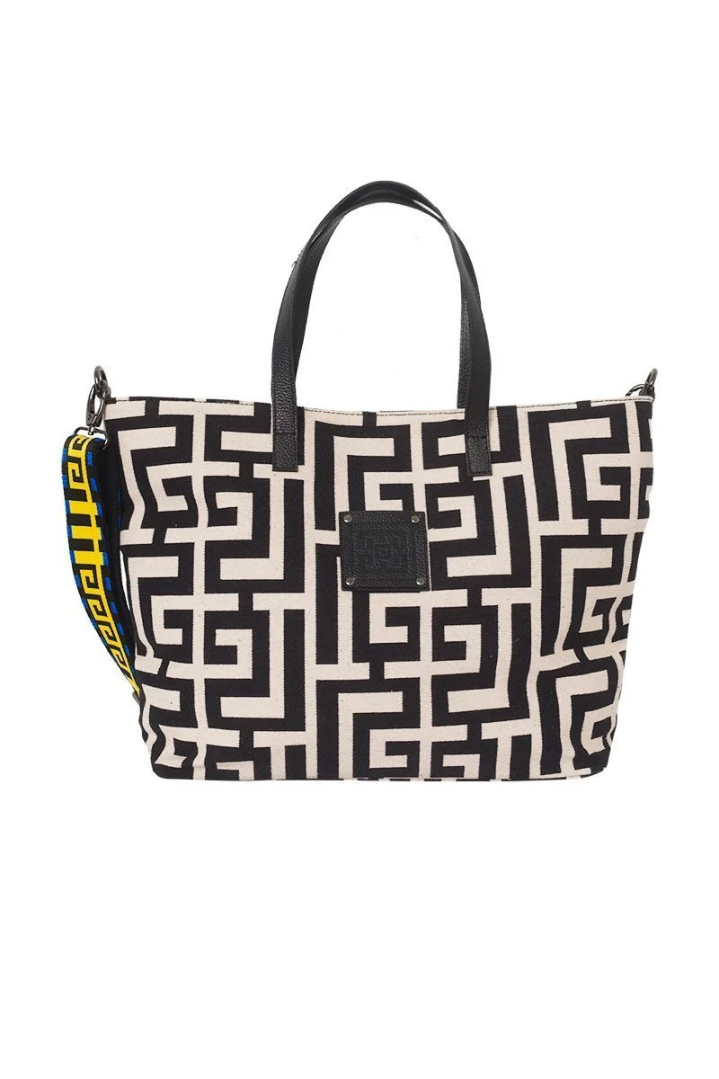 Φωτογραφία προϊόντος: Midneto Calypso Beige Black Labyrinth Bag