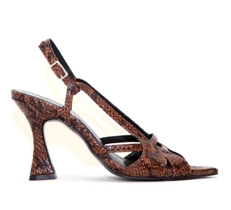 Φωτογραφία προϊόντος: Anteos Shoes 90730 Γυναικεία Πέδιλα από Συνθετικό Υλικό σε Καφέ Φίδι χρώμα