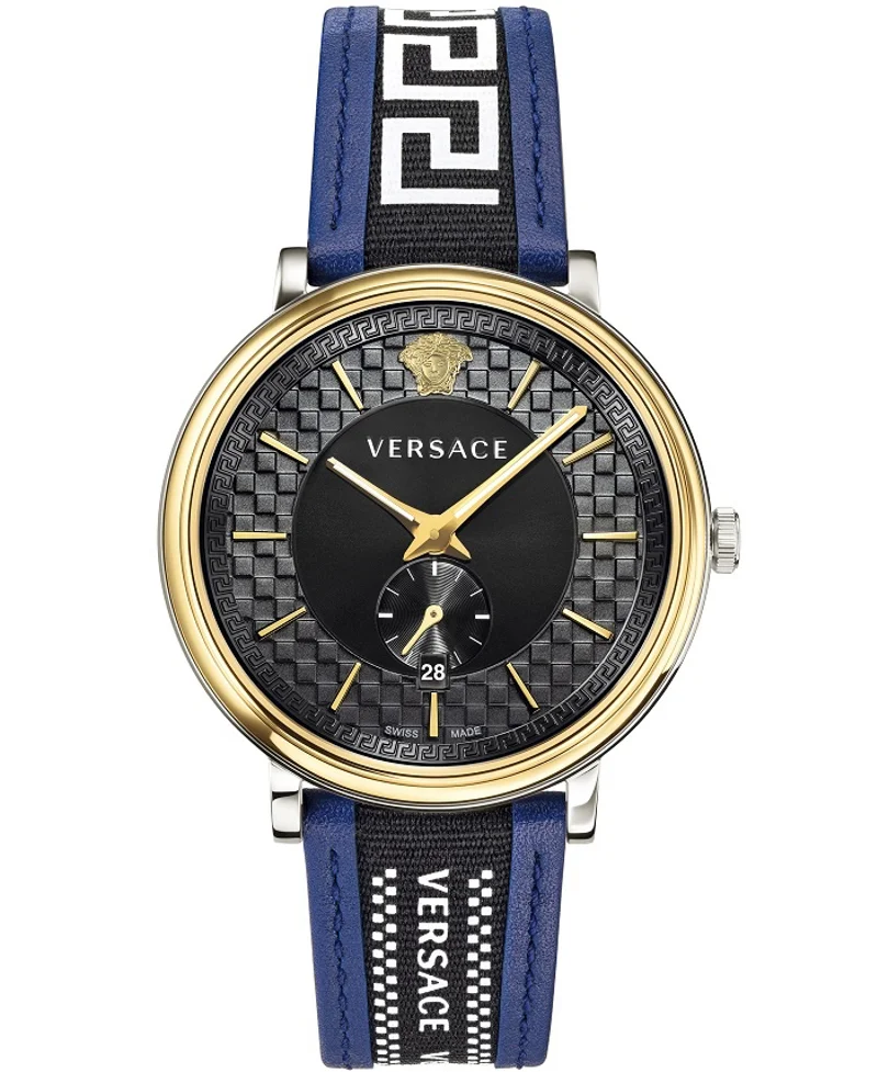Φωτογραφία προϊόντος: Versace V-Circle Ρολόι Μπαταρίας με Μπλε Δερμάτινο Λουράκι VEBQ01419