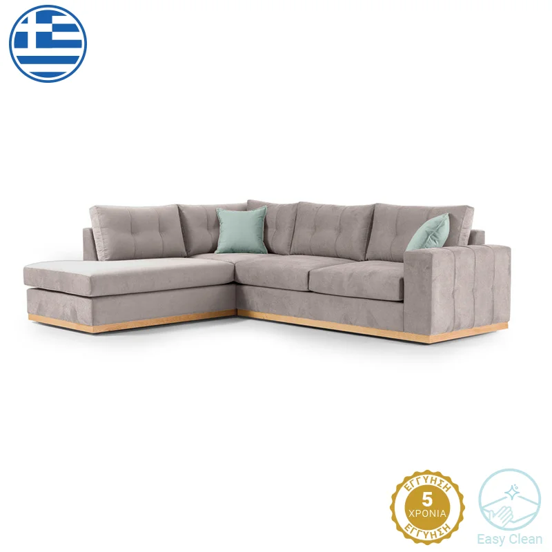 Φωτογραφία προϊόντος: Γωνιακός καναπές δεξιά γωνία Boston pakoworld ύφασμα elephant-ciel 280x225x90εκ