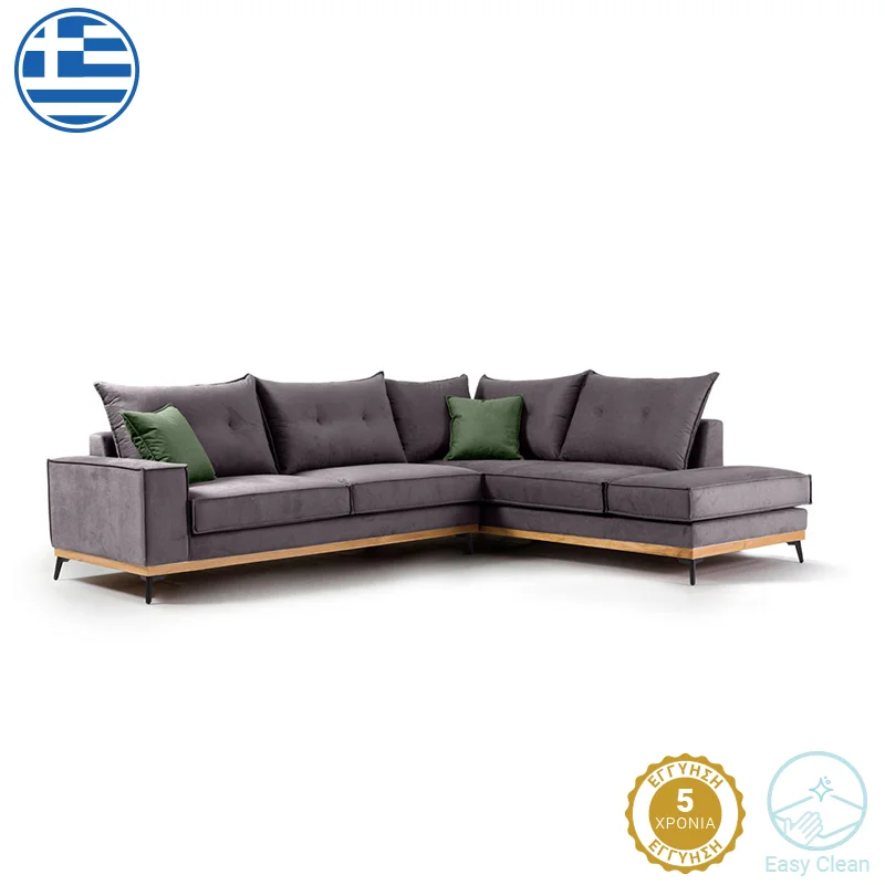 Φωτογραφία προϊόντος: Γωνιακός καναπές αριστερή γωνία Luxury II pakoworld ύφασμα ανθρακί-κυπαρισσί 290x235x95εκ