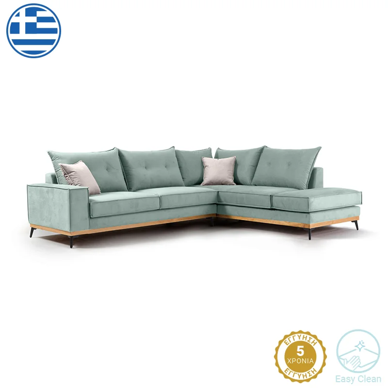 Φωτογραφία προϊόντος: Γωνιακός καναπές αριστερή γωνία Luxury II pakoworld ύφασμα ciel-cream 290x235x95εκ