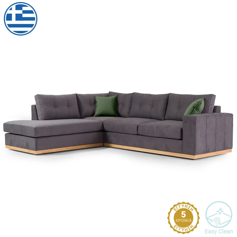 Φωτογραφία προϊόντος: Γωνιακός καναπές δεξιά γωνία Boston pakoworld ύφασμα ανθρακί-κυπαρισσί 280x225x90εκ