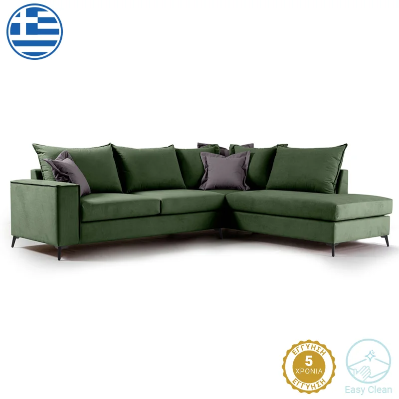 Φωτογραφία προϊόντος: Γωνιακός καναπές αριστερή γωνία Romantic pakoworld ύφασμα κυπαρισσί-ανθρακί 290x235x95εκ