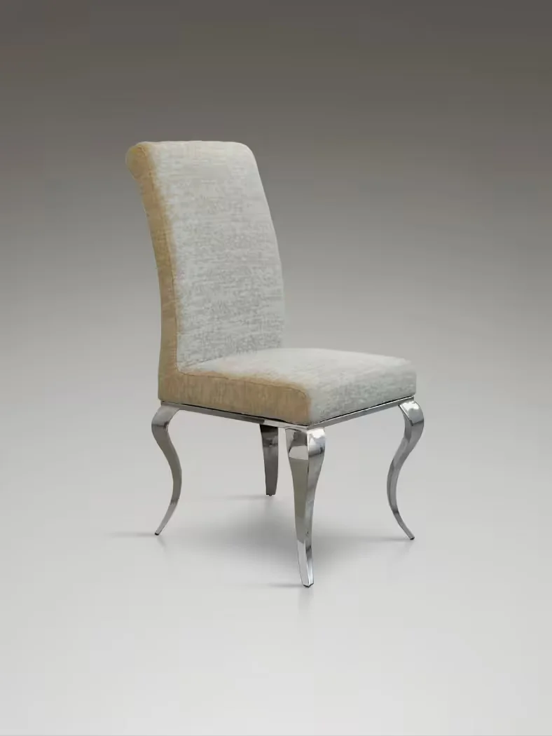 Φωτογραφία προϊόντος: Schuller Καρέκλα Barroque 792549 Steel/Beige με Υφασμάτινη Επένδυση Ασημί Μπεζ Χρώμιο