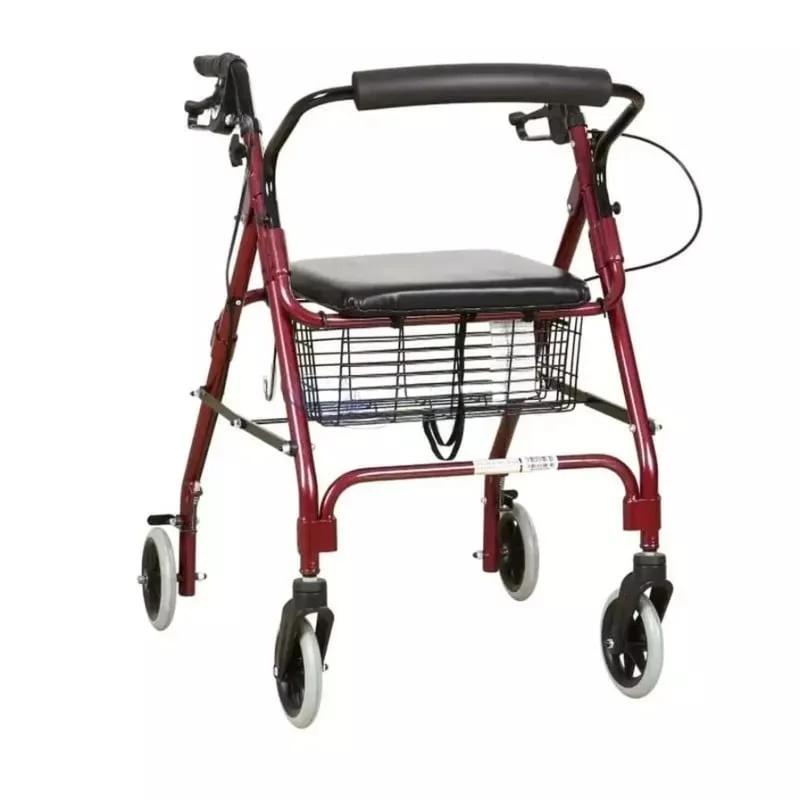 Φωτογραφία προϊόντος: Brother Medical Rollator - Περιπατητήρα Αλουμινίου με Χειρόφρενα & Καλάθι – Ρυθμιζόμενο Ύψος - Κόκκινο