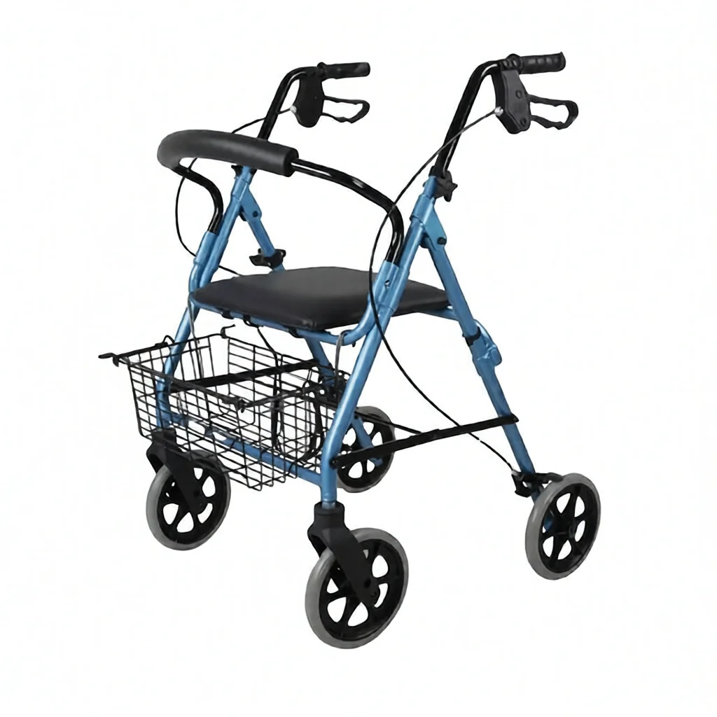 Φωτογραφία προϊόντος: Brother Medical Rollator - Περιπατητήρα Αλουμινίου με Χειρόφρενα & Καλάθι – Ρυθμιζόμενο Ύψος - Μπλε