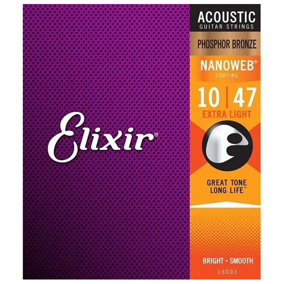 Φωτογραφία προϊόντος: ELIXIR 16002 "Nanoweb" Extra Light Χορδές Phosphor Bronze Ακουστικής Κιθάρας 10-47