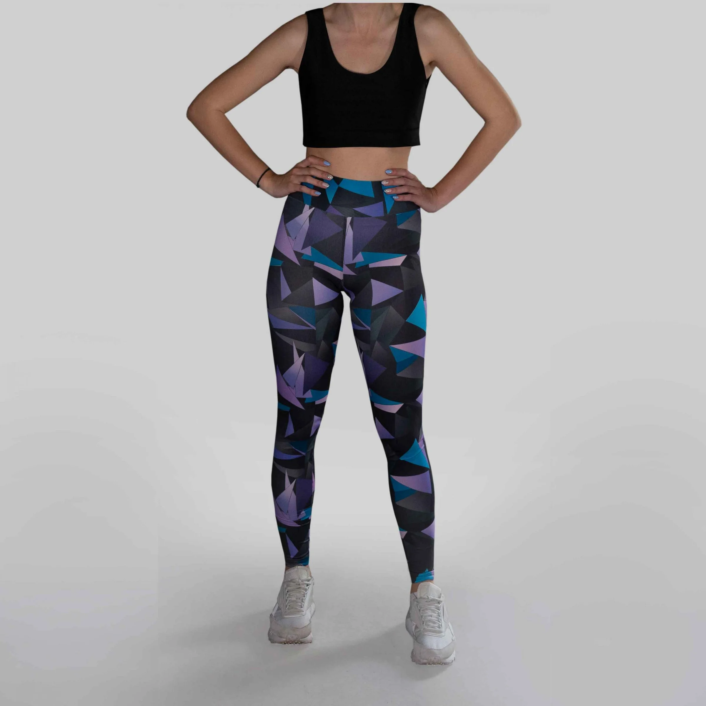 Φωτογραφία προϊόντος: LUCKYJOJO Geometric Purple and Blue Print Leggings by Lucky Jojo