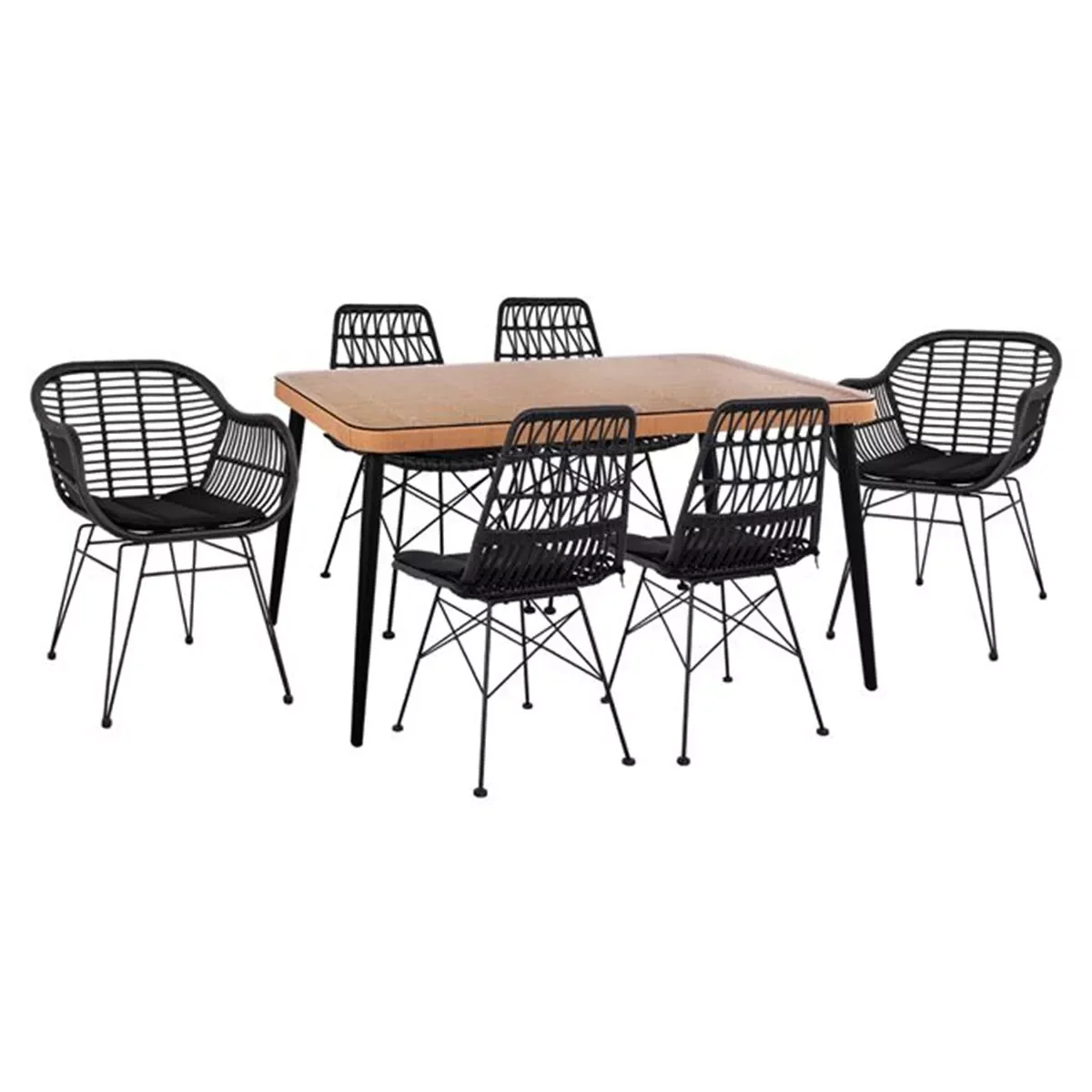 Φωτογραφία προϊόντος: B2BMarkt ΣΕΤ 7ΤΜΧ ALLEGRA WICKER ΜΕ ΤΡΑΠΕΖΙ 160X90X78Υ ΜΠΕΖ & ΜΑΥΡΟ ΧΡΩΜΑ HM10516