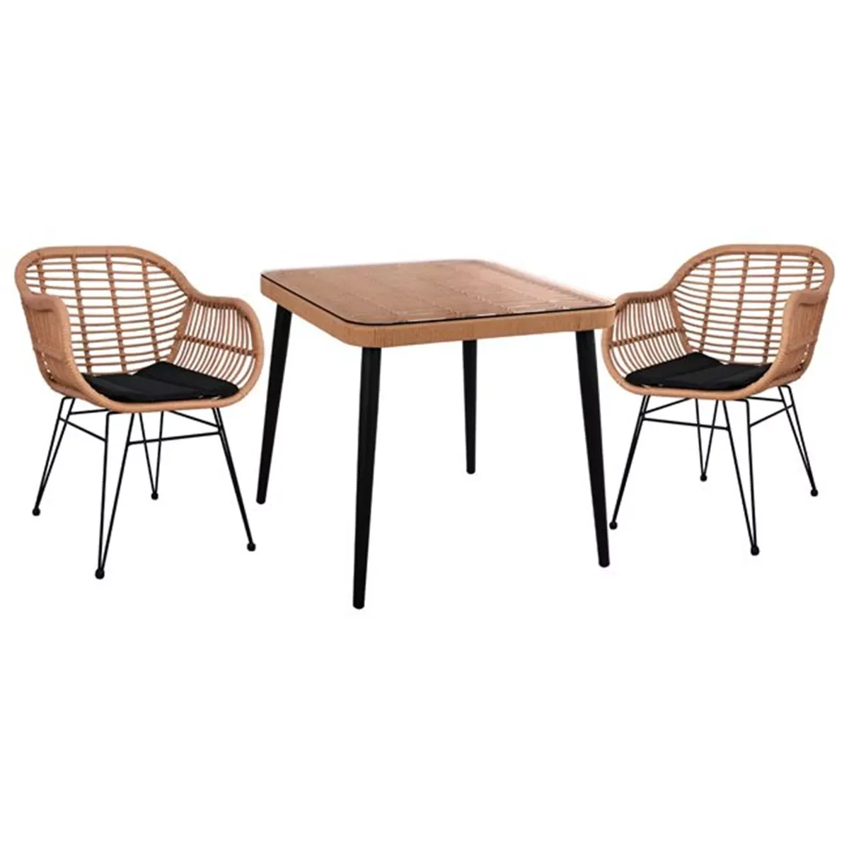 Φωτογραφία προϊόντος: B2BMarkt ΣΕΤ 3ΤΜΧ ALLEGRA WICKER ΜΕ ΤΡΑΠΕΖΙ 80X80Χ78Υ ΜΠΕΖ & ΜΑΥΡΟ ΧΡΩΜΑ HM10483