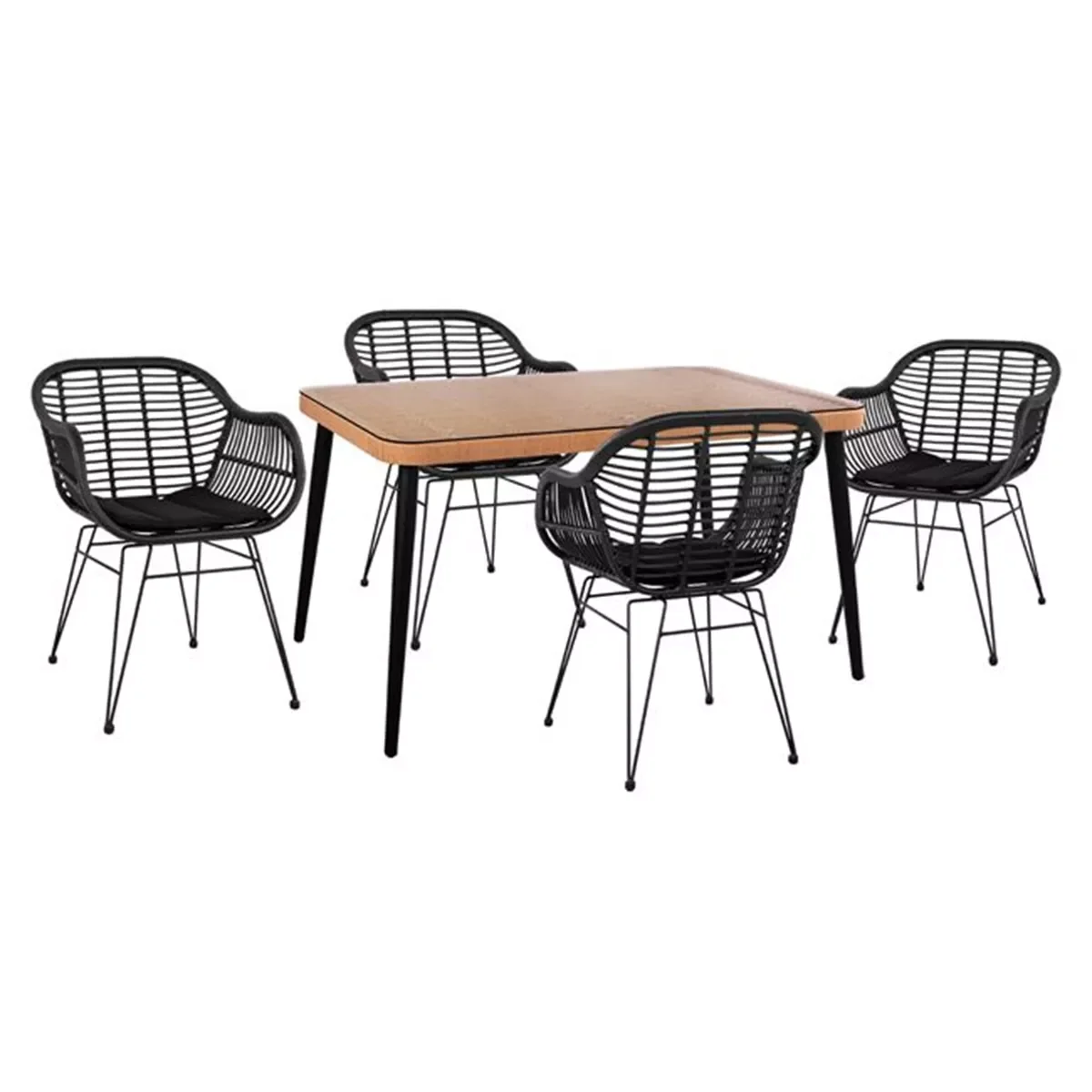 Φωτογραφία προϊόντος: B2BMarkt ΣΕΤ 5ΤΜΧ ALLEGRA WICKER ΜΕ ΤΡΑΠΕΖΙ 140X80Χ78Υ ΜΠΕΖ & ΜΑΥΡΟ ΧΡΩΜΑ HM10508