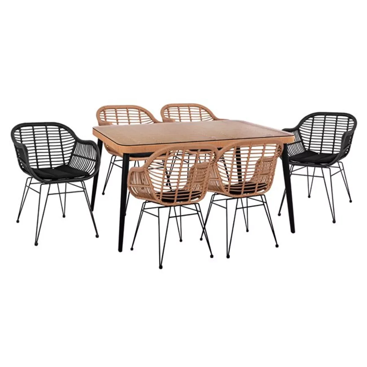 Φωτογραφία προϊόντος: B2BMarkt ΣΕΤ 7ΤΜΧ ALLEGRA WICKER ΜΕ ΤΡΑΠΕΖΙ 160X90X78Υ ΜΠΕΖ & ΜΑΥΡΟ ΧΡΩΜΑ HM10513