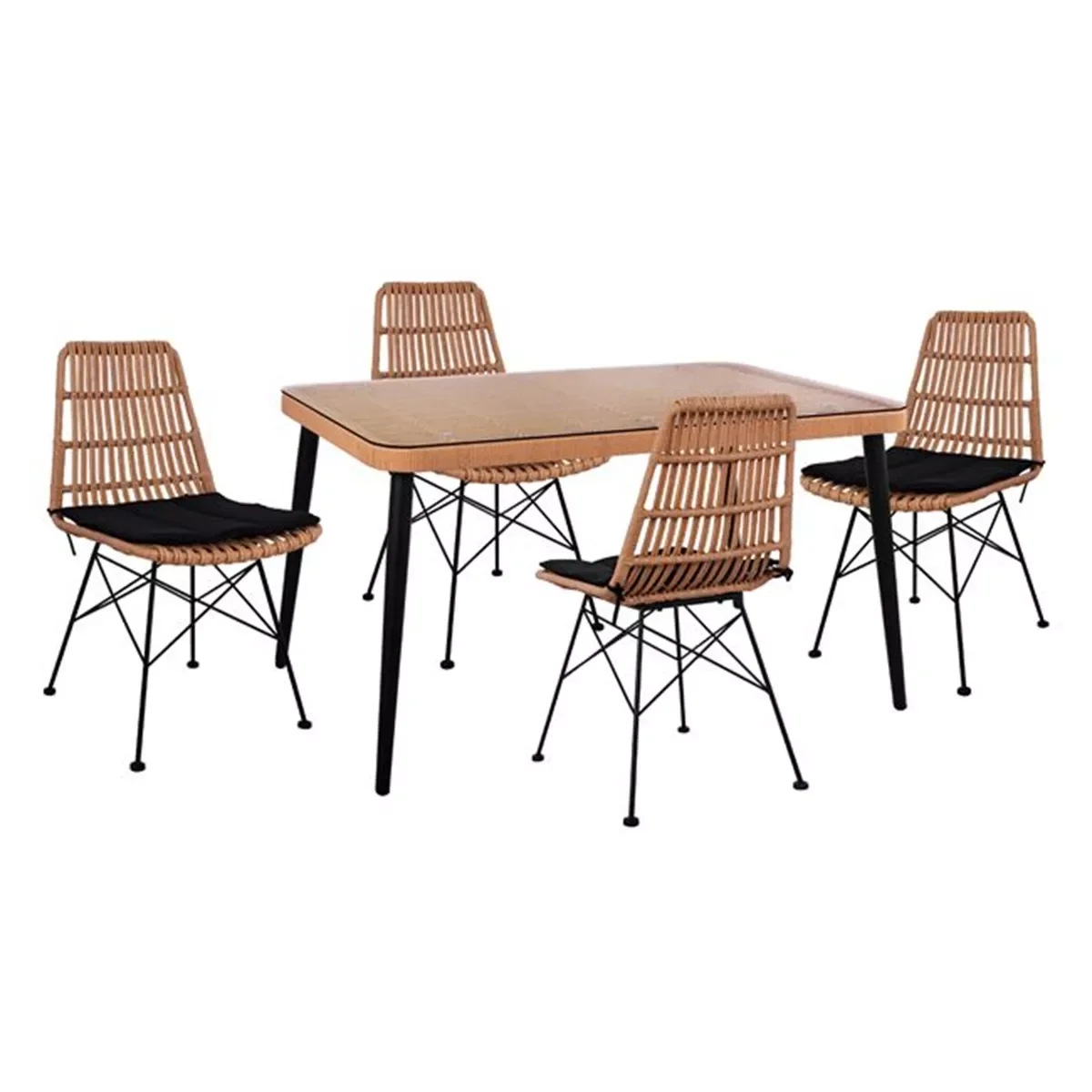 Φωτογραφία προϊόντος: B2BMarkt ΣΕΤ 5ΤΜΧ ALLEGRA WICKER ΜΕ ΤΡΑΠΕΖΙ 140X80Χ78Υ ΜΠΕΖ & ΜΑΥΡΟ ΧΡΩΜΑ HM10491