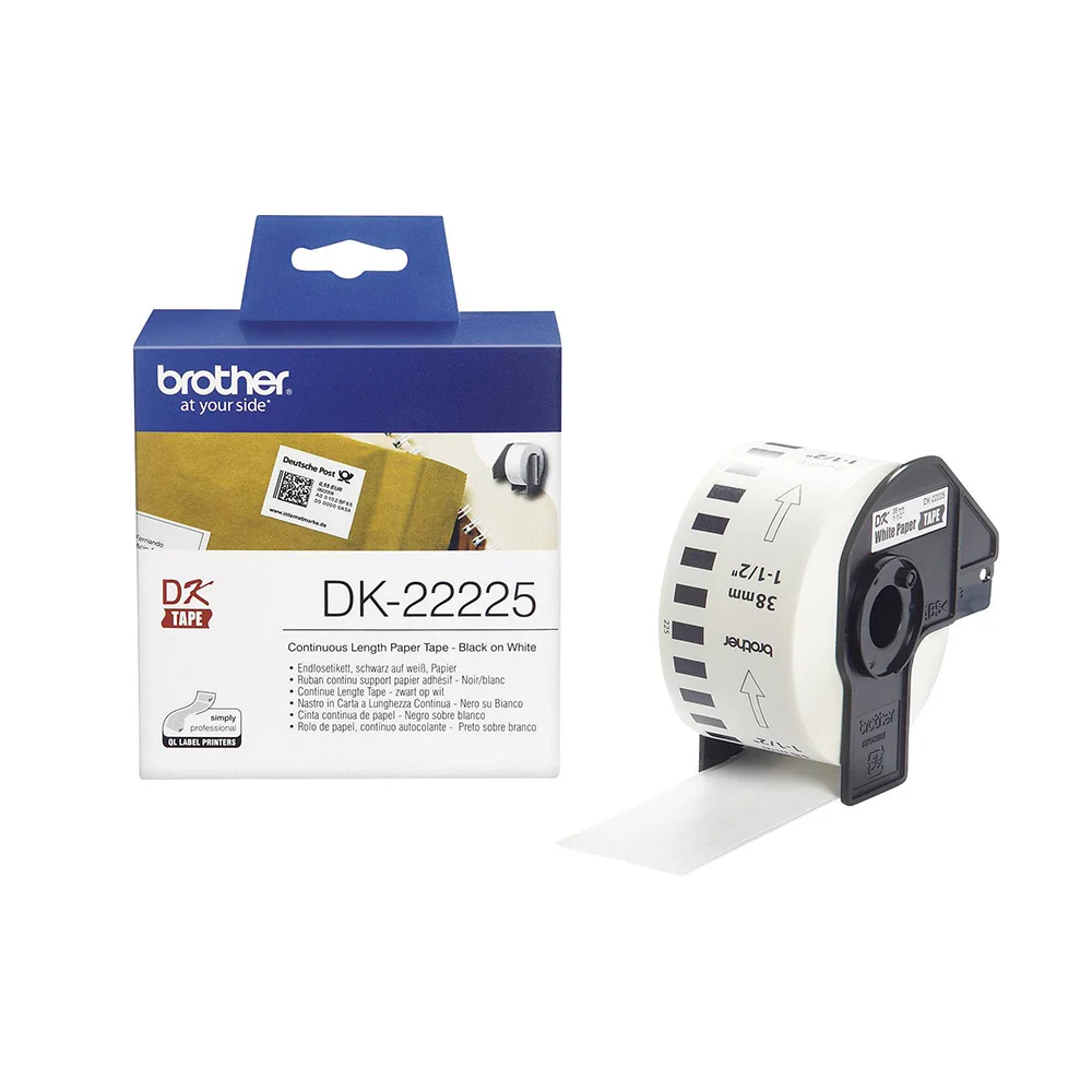 Φωτογραφία προϊόντος: Brother Labels Brother DK-22225 Continuous Paper Label Roll – Black on White, 38mm wide (DK22225) (BRODK22225)