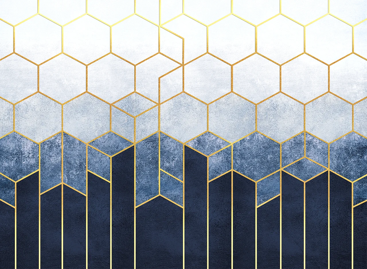 Φωτογραφία προϊόντος: Πίνακας σε καμβά Geometric hexagons blue