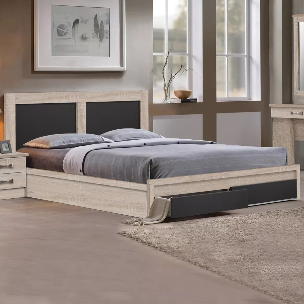 Φωτογραφία προϊόντος: B2BMarkt ΚΡΕΒΑΤΙ CAPRI HM312.04 ΜΕ 2 ΣΥΡΤΑΡΙΑ SONOMA-ΓΚΡΙ ΓΙΑ ΣΤΡΩΜΑ 150x200εκ.