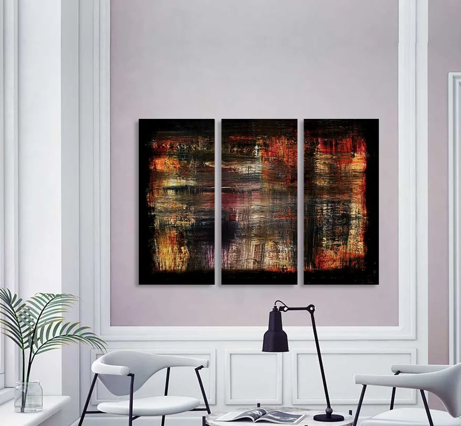 Φωτογραφία προϊόντος: Πίνακας σε καμβά Red Abstract brushes τρίπτυχος