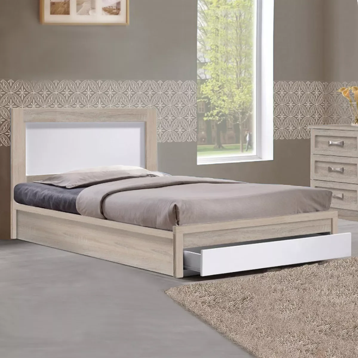 Φωτογραφία προϊόντος: B2BMarkt ΚΡΕΒΑΤΙ MELANY HM346 ΜΕ 1ΣΥΡΤΑΡΙ SONAMA-ΛΕΥΚΟ 90Χ190