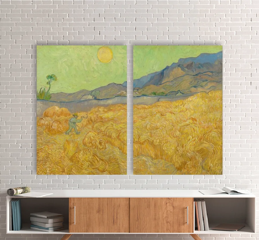 Φωτογραφία προϊόντος: Πίνακας σε καμβά Wheatfield with a reaper Van Gogh δίπτυχος