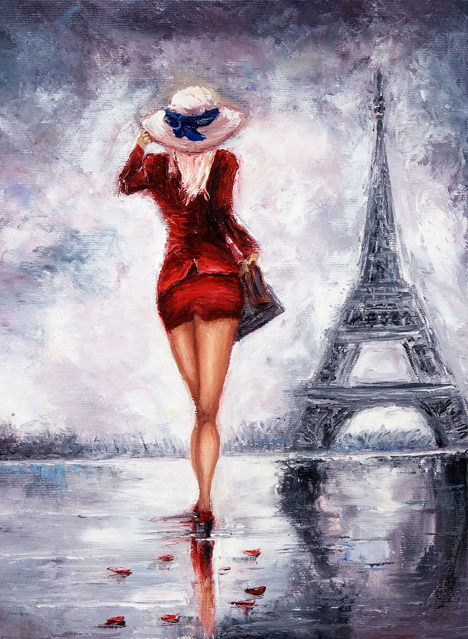 Φωτογραφία προϊόντος: Πίνακας σε καμβά Woman in Paris Red dress