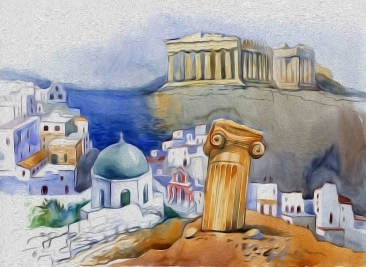 Φωτογραφία προϊόντος: Πίνακας σε καμβά Ελλάδα Greece ακουαρέλα