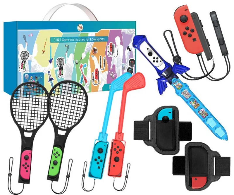 Φωτογραφία προϊόντος: JYS NS236 Bundle για Nintendo Switch 9 σε 1 (Σπαθί/Τέννις/Γκολφ/Wrist Strap/Leg Strap)