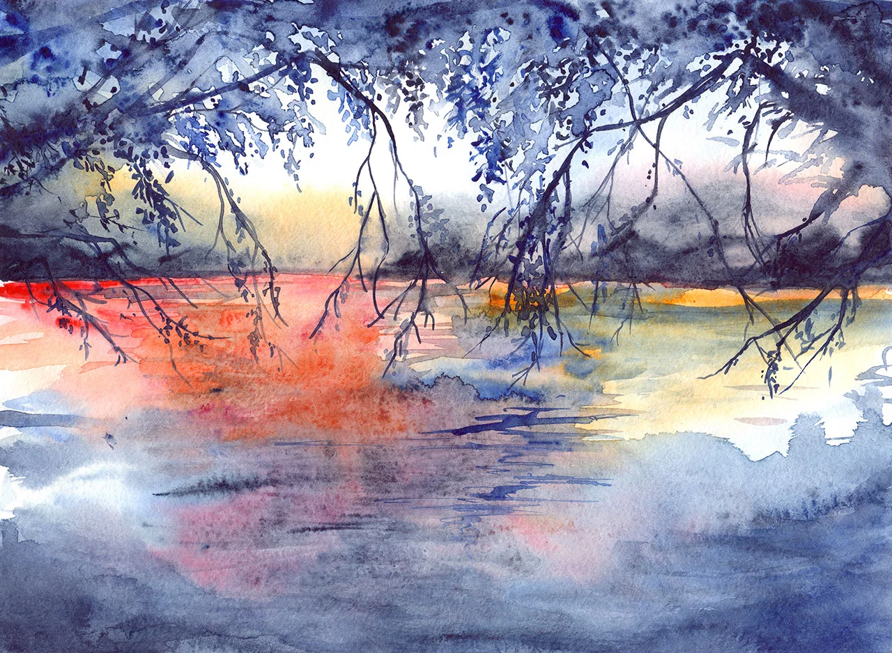 Φωτογραφία προϊόντος: Πίνακας σε καμβά Watercolor evening sunset