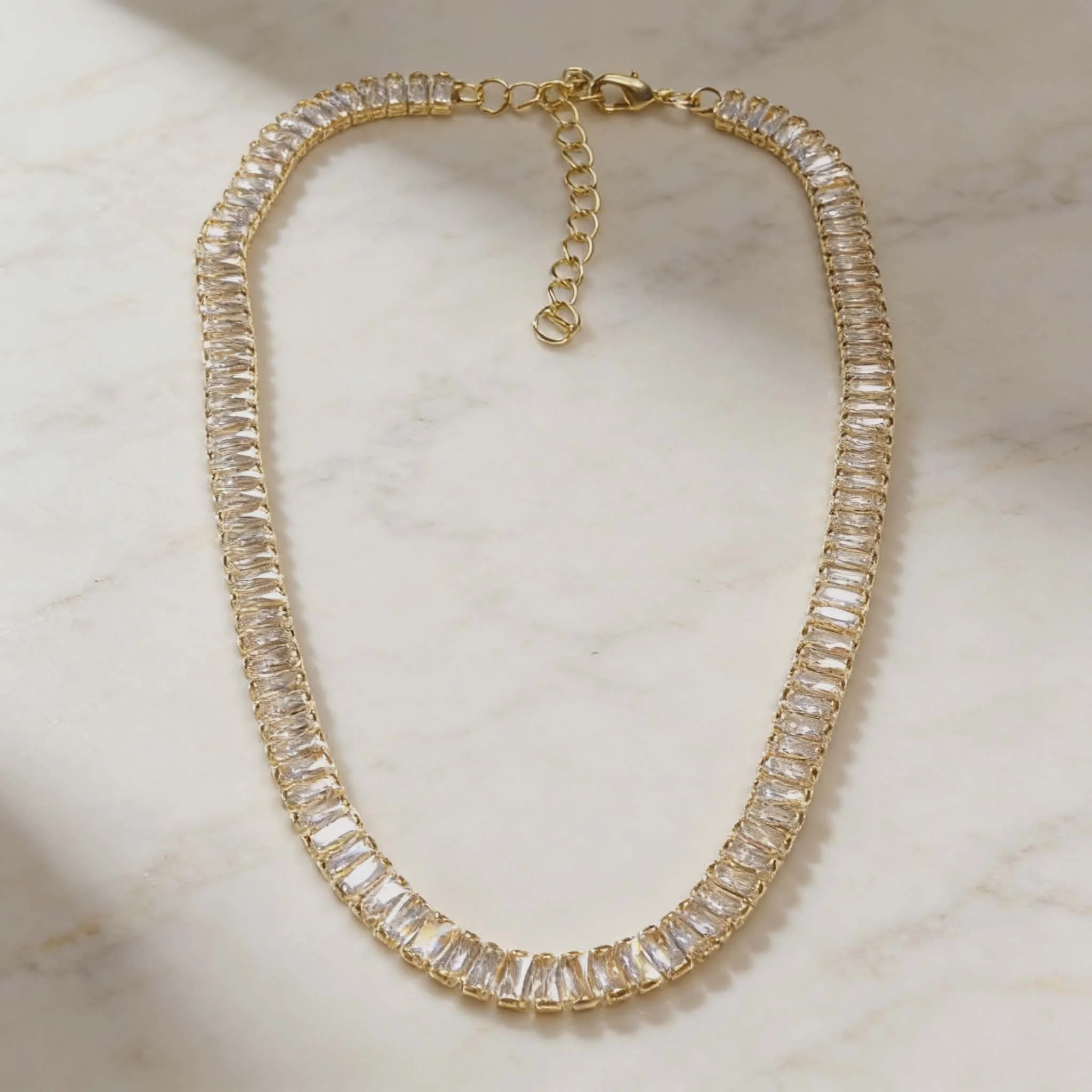Φωτογραφία προϊόντος: LAVORE Baguette Crystal Choker Necklace Gold Stainless Steel 32+7 CM