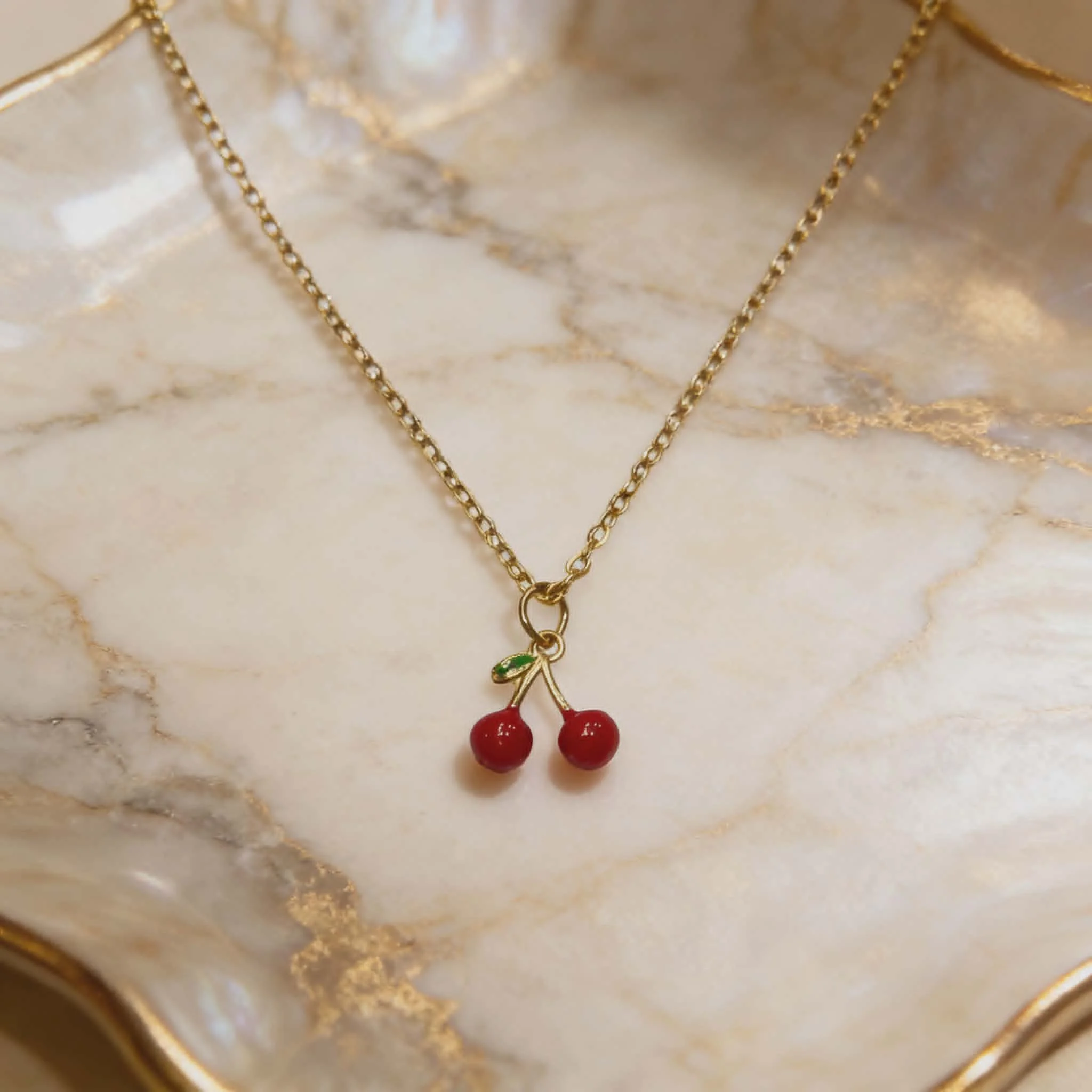 Φωτογραφία προϊόντος: LAVORE Cherry Pendant Necklace Gold Stainless Steel