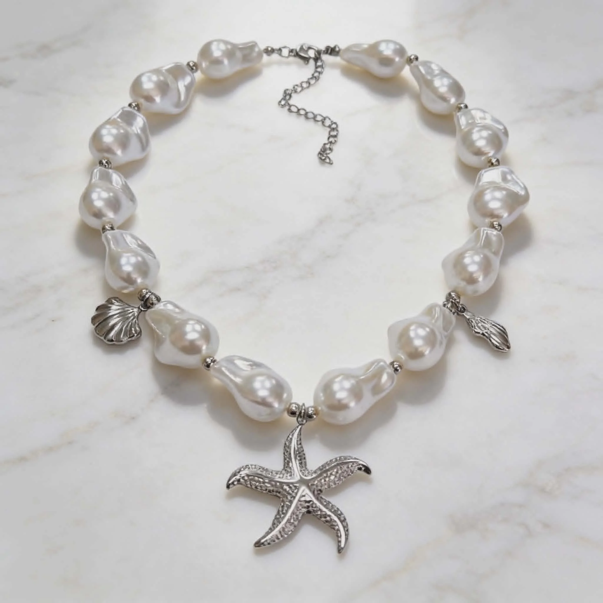 Φωτογραφία προϊόντος: LAVORE Baroque Pearl Necklace with Starfish Pendant Silver