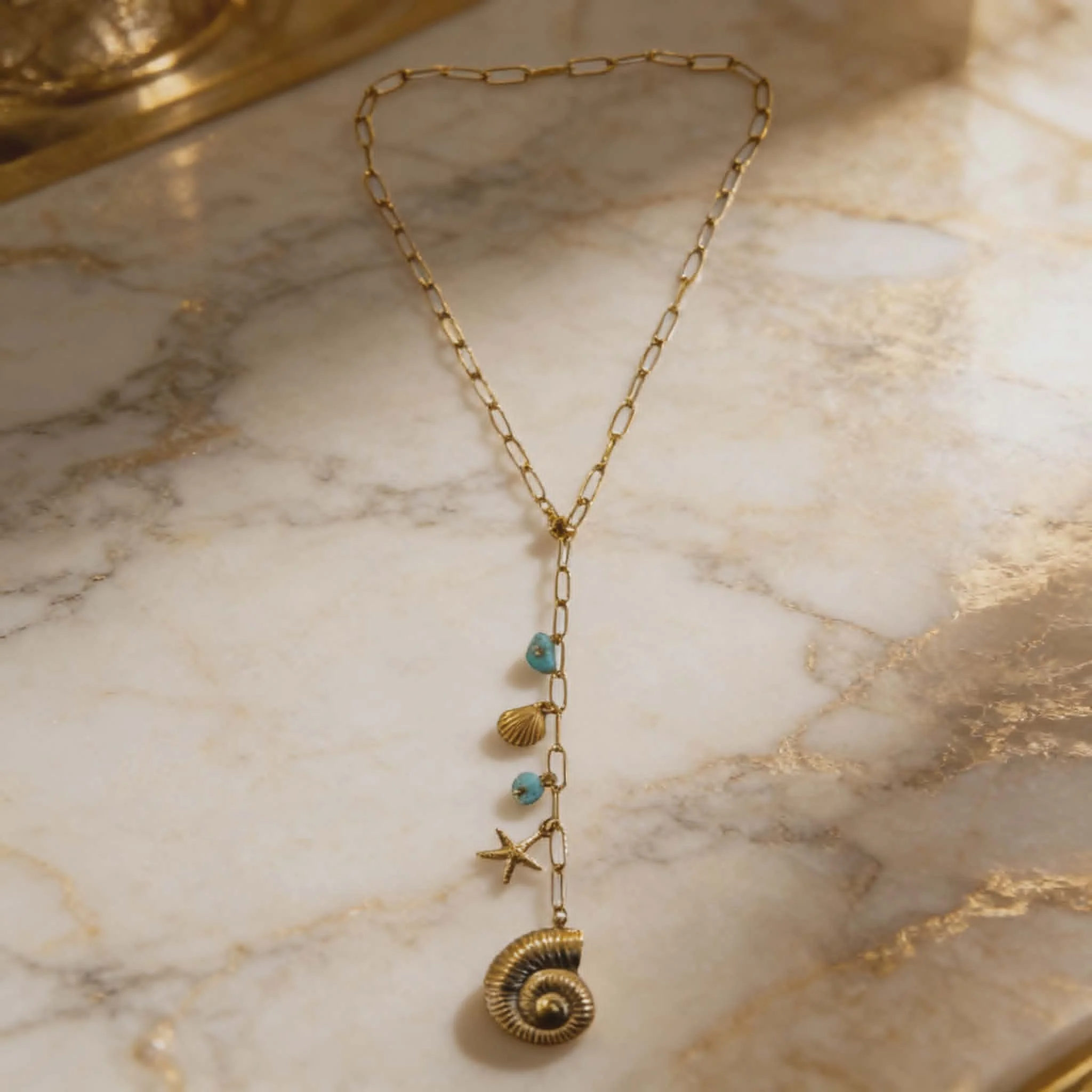 Φωτογραφία προϊόντος: LAVORE Chain Necklace with Ocean Charms & Turquoise Stones