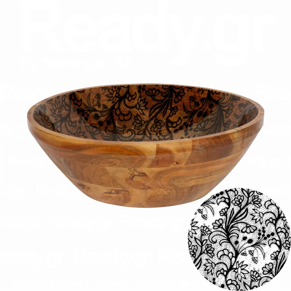 Φωτογραφία προϊόντος: Buffet Choice Ξύλινο μπωλ, φ35xΥ11.4cm, Ακακία σε φυσική απόχρωση, με μαύρο τυπωμένο σχέδιο