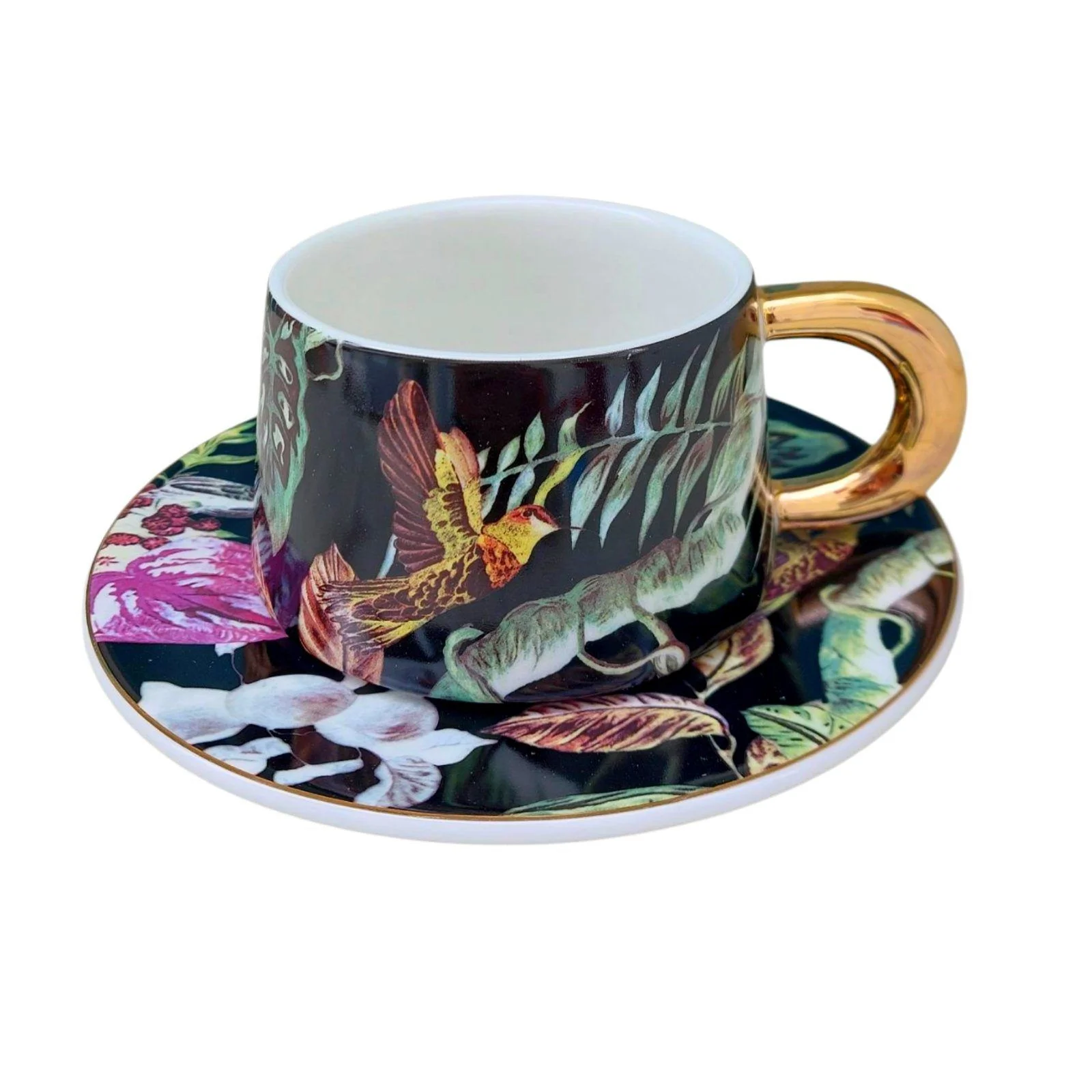 Φωτογραφία προϊόντος: Χειροποίητο μεγάλο φλιτζάνι μαύρος κήπος πορσελάνη 220ml