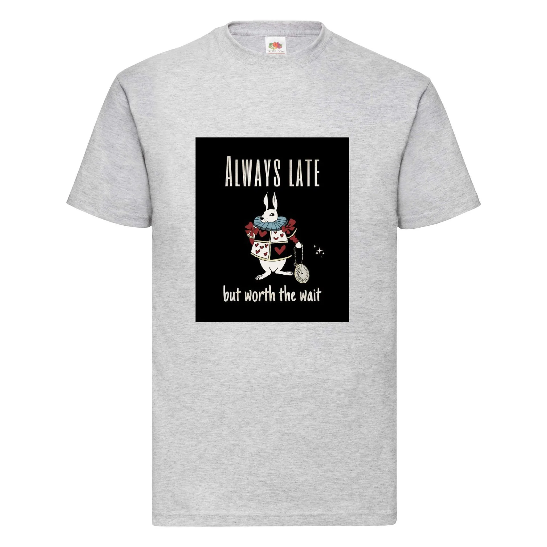 Φωτογραφία προϊόντος: Μπλούζα Tshirt Αλίκη στην χώρα των θαυμάτων no1 Always Late Original Fruit of the loom 100% βαμβάκι