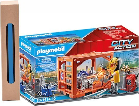 Φωτογραφία προϊόντος: Playmobil City Action: Κατασκευαστής Container και δώρο λαμπάδα