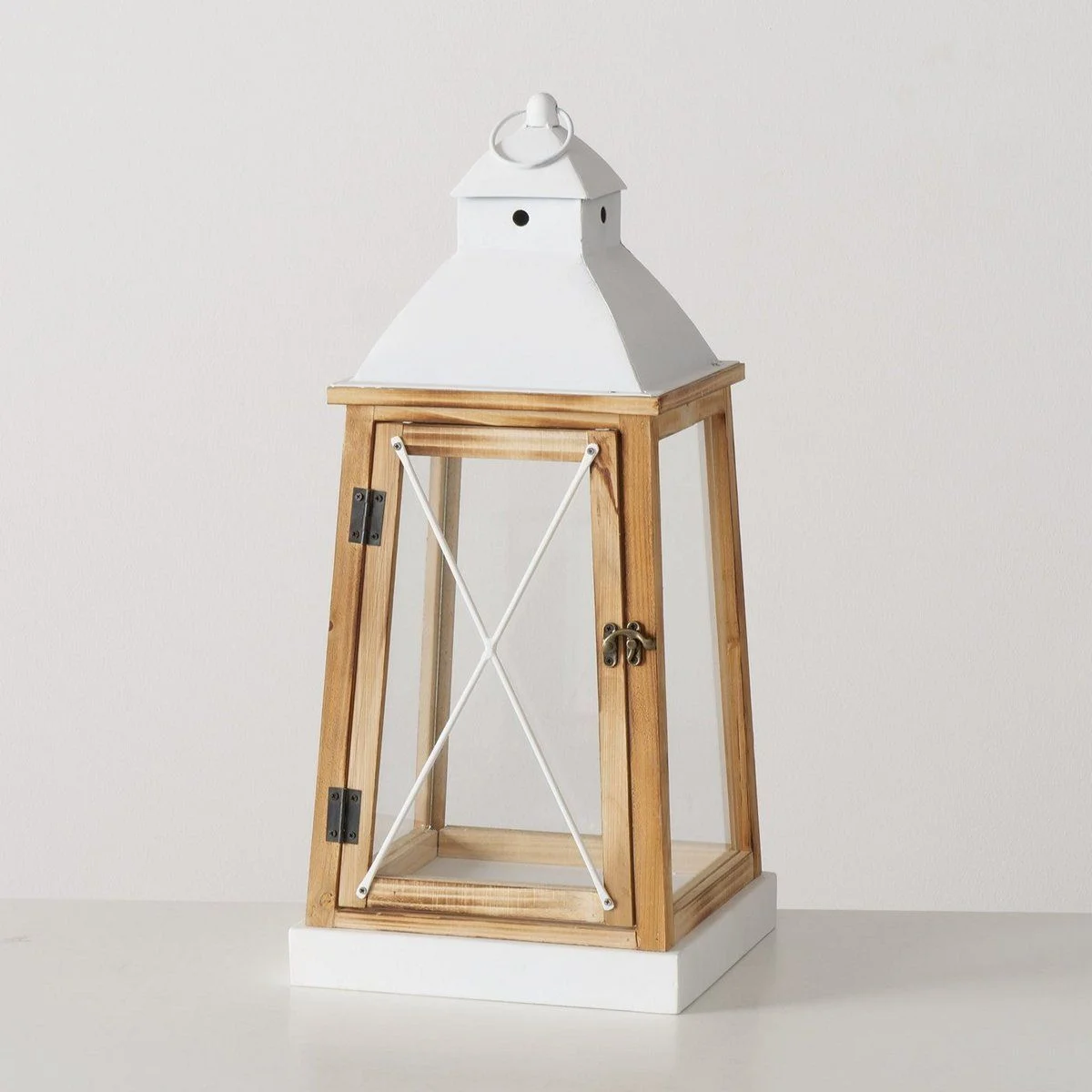 Φωτογραφία προϊόντος: Χειροποίητο φανάρι λευκό ξύλο Kinira 60x25x25cm ποιοτικής κατασκευής