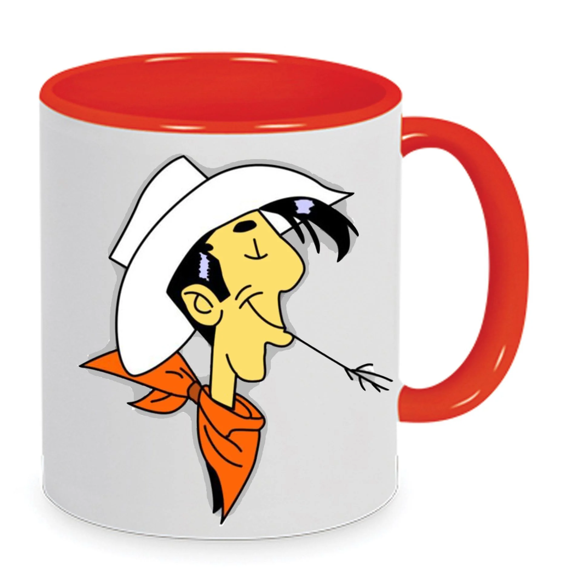 Φωτογραφία προϊόντος: Lucky Luke mug Λούκι λουκ κούπα no9 κεραμική 330ml λευκή κόκκινη