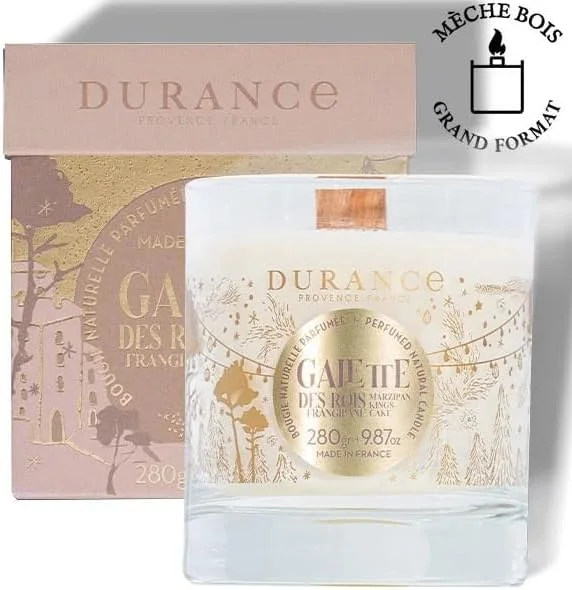 Φωτογραφία προϊόντος: Durance Candle Kings Marzipan Cake Χριστουγεννιάτικο φυτικό κερί με άρωμα αμυγδάλου και ξύλινο φυτίλι 280 gr.