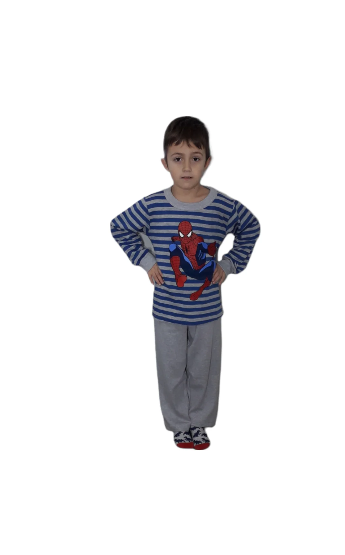 Φωτογραφία προϊόντος: CHRISTIES Παιδική Πιτζάμα Spiderman ριγέ για Αγόρι Γκρι Σιέλ Ριγέ