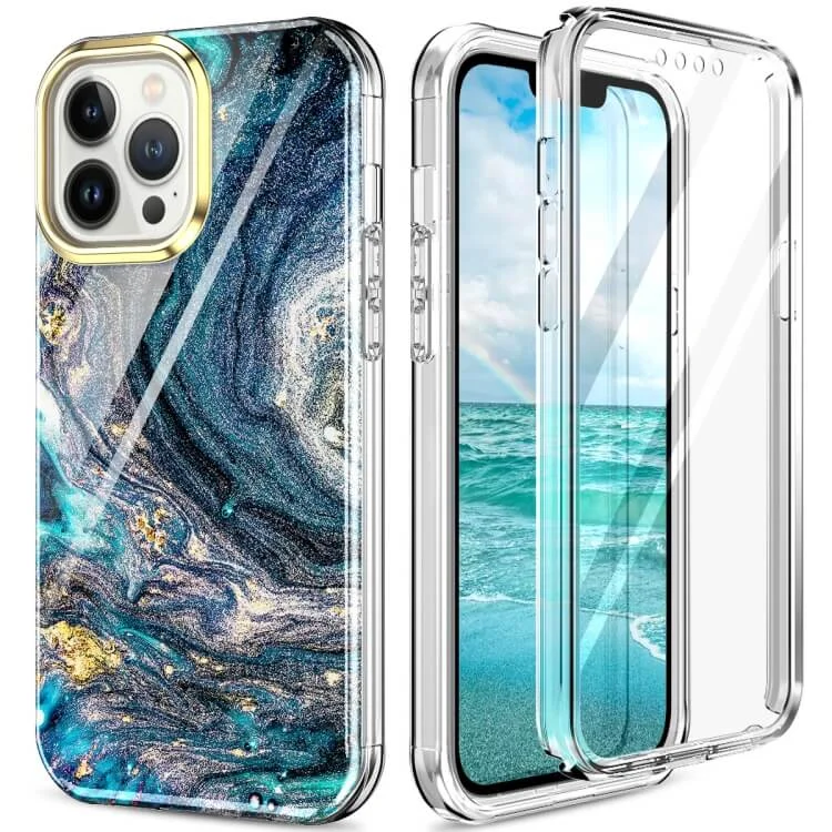 Φωτογραφία προϊόντος: iPhone 13 Pro Max Full Body 360 Case Marble Luxury Blue