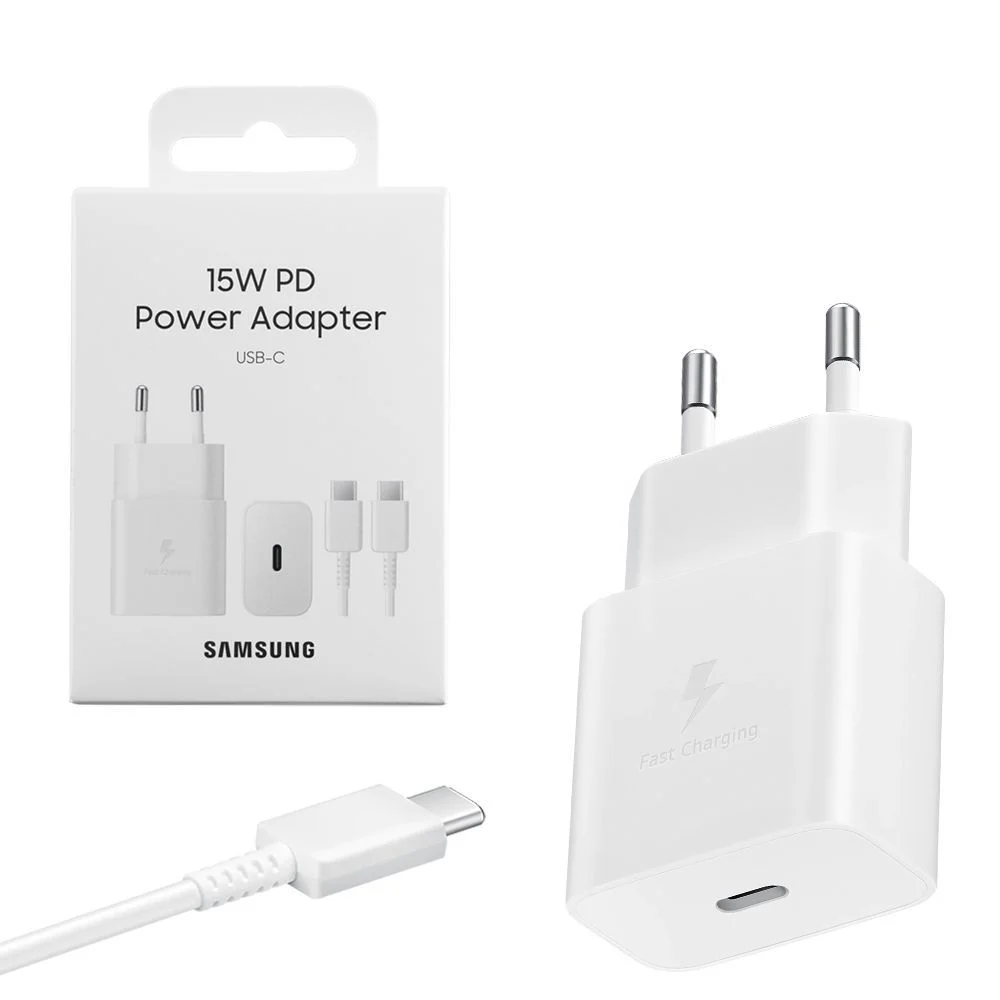 Φωτογραφία προϊόντος: Samsung Fast Travel Φορτιστής 15W USB με Καλώδιο Type-C to Type-C White