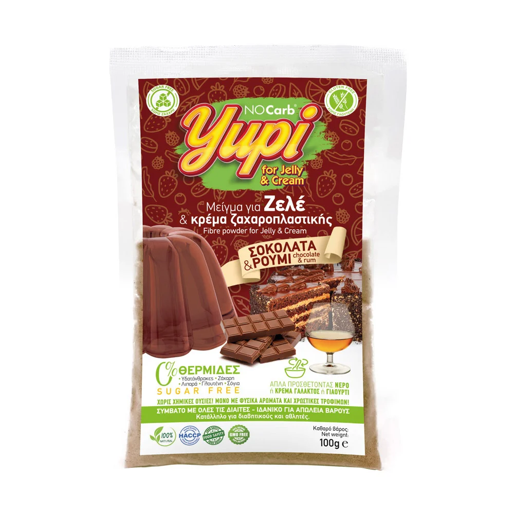 Φωτογραφία προϊόντος: No Carb® Μείγμα για Ζελέ & Κρέμα Ζαχ/κης Σοκολάτα Ρούμι Yupi NoCarb 100g