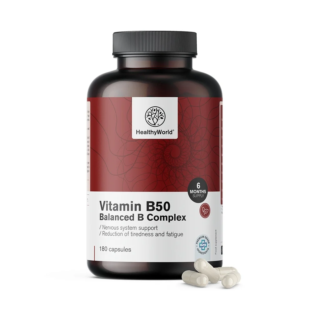 Φωτογραφία προϊόντος: HealthyWorld® Σύμπλεγμα Βιταμινών B50 HealthyWorld 180caps