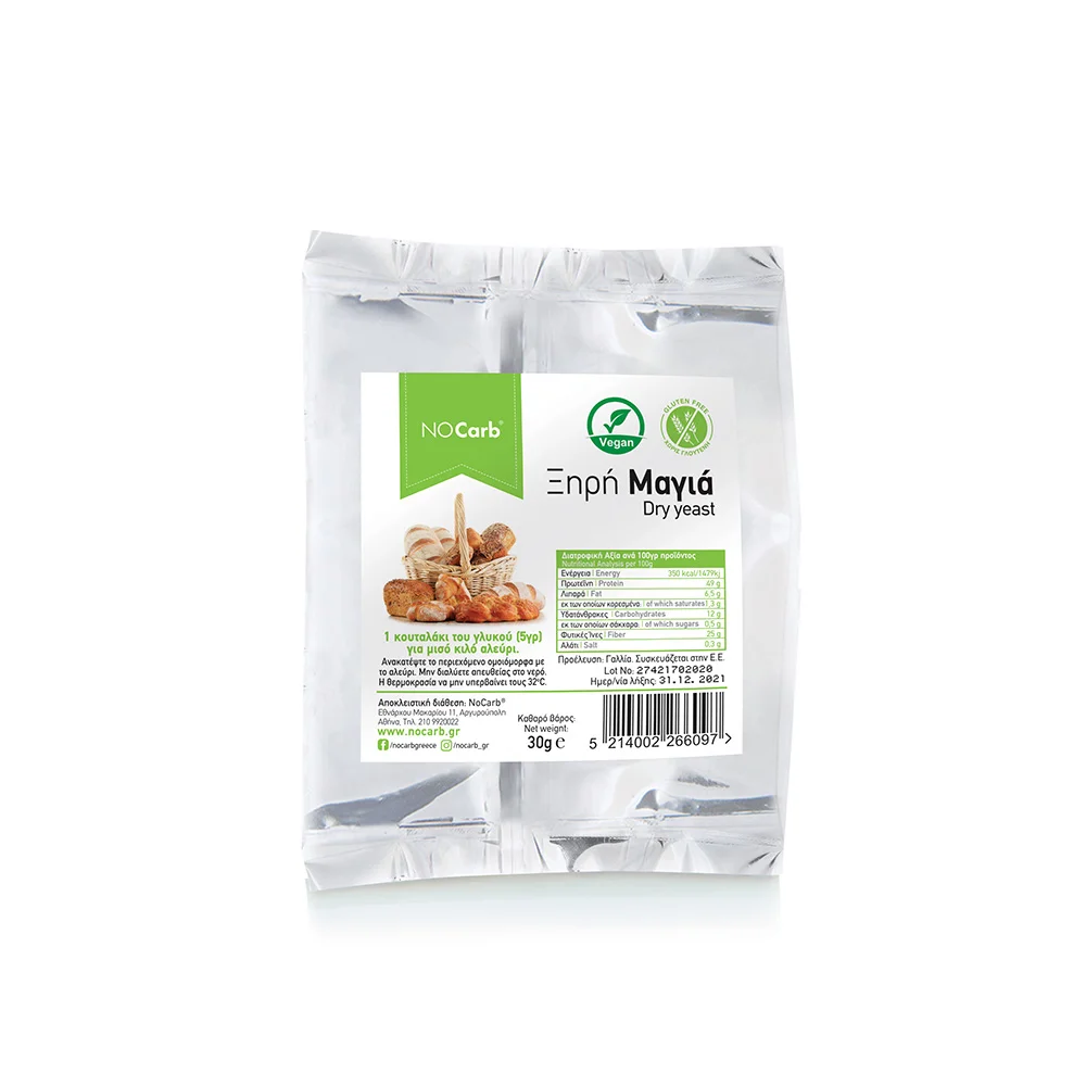 Φωτογραφία προϊόντος: No Carb® Ξηρή Μαγιά Χωρίς Γλουτένη NoCarb 30g