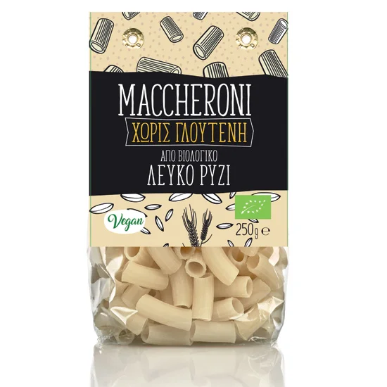 Φωτογραφία προϊόντος: Maccheroni απο λευκό ρύζι χωρίς γλουτένη ΒΙΟ GreenBay 250γρ