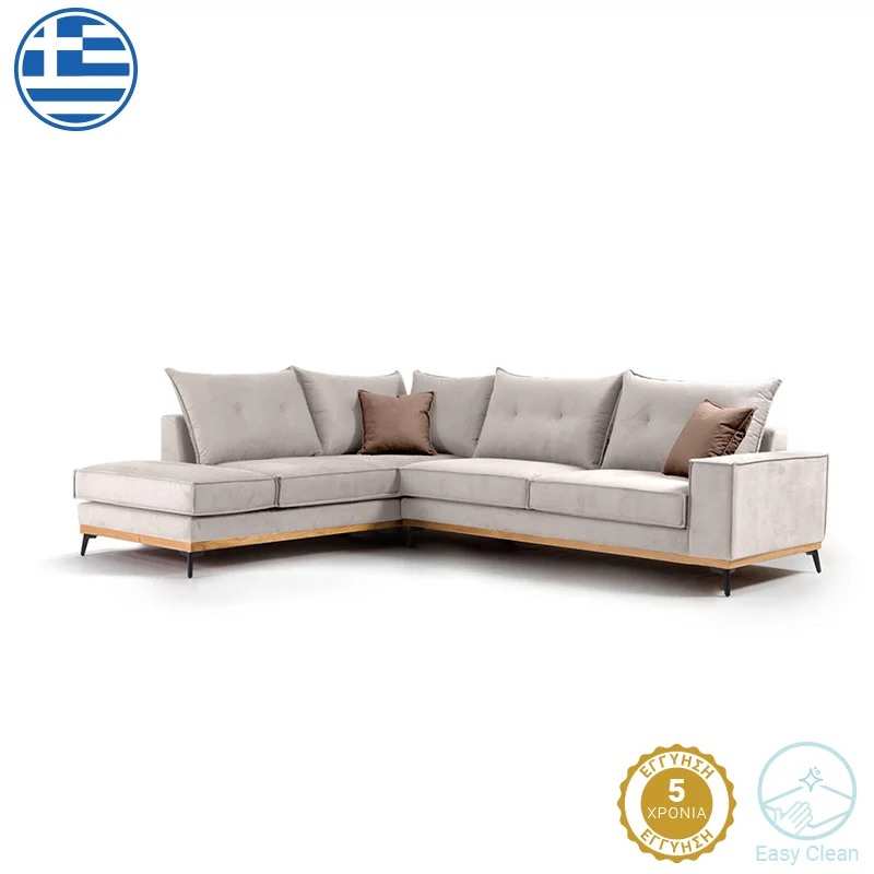 Φωτογραφία προϊόντος: Γωνιακός καναπές δεξιά γωνία Luxury II pakoworld ύφασμα cream-mocha 290x235x95εκ