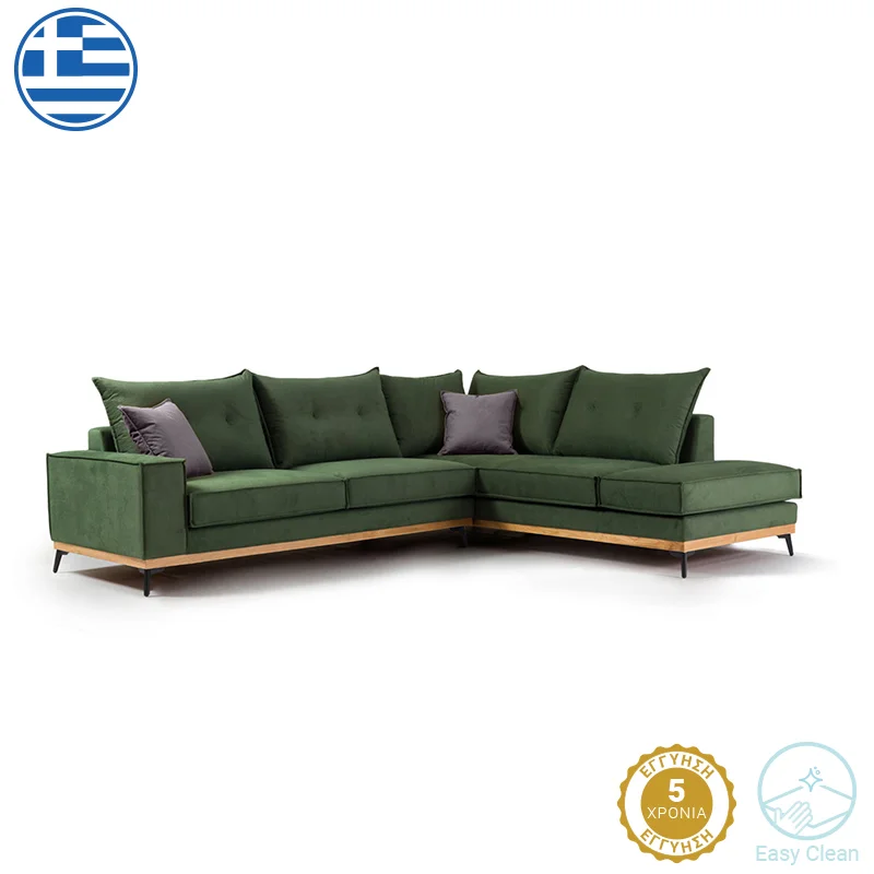 Φωτογραφία προϊόντος: Γωνιακός καναπές αριστερή γωνία Luxury II pakoworld ύφασμα κυπαρισσί-ανθρακί 290x235x95εκ