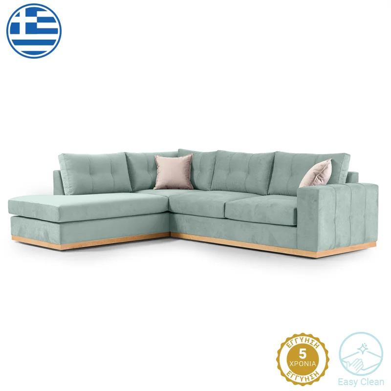 Φωτογραφία προϊόντος: Γωνιακός καναπές δεξιά γωνία Boston pakoworld ύφασμα ciel-cream 280x225x90εκ